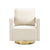 Open Back Beige Chenille Swivel Accent Chair With Gold Stainless Steel Base