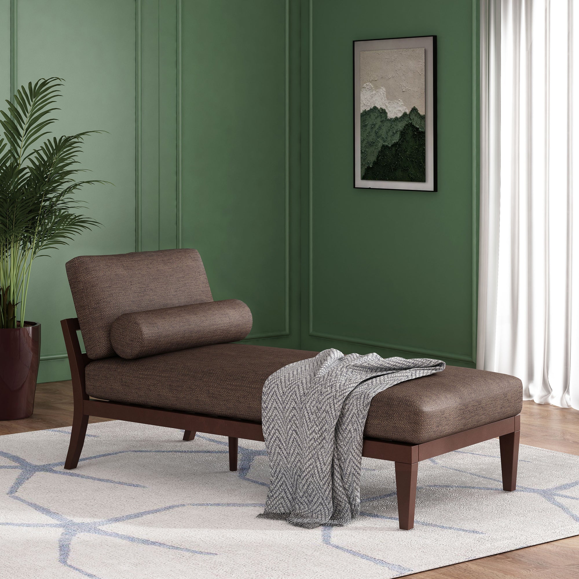 Modern Mid-Century Chaise Lounge Sofa with Water Resistant Fabric