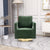 Open Back Chair Green Chenille Swivel Accent Chair With Gold Stainless Steel Base