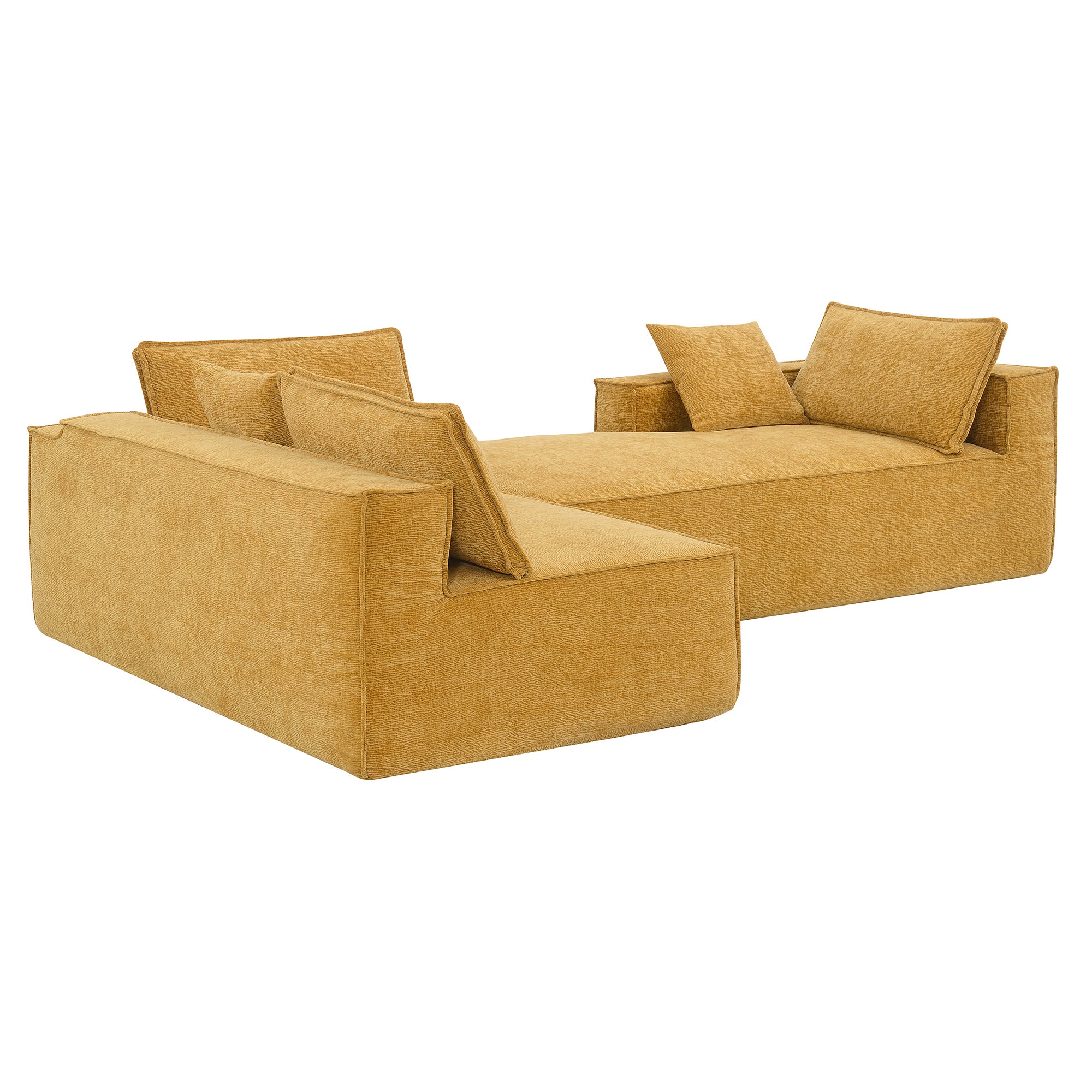 Cairo 4-Seat Modular Wrinkle-Resistant Chenille Sofa in Yellow