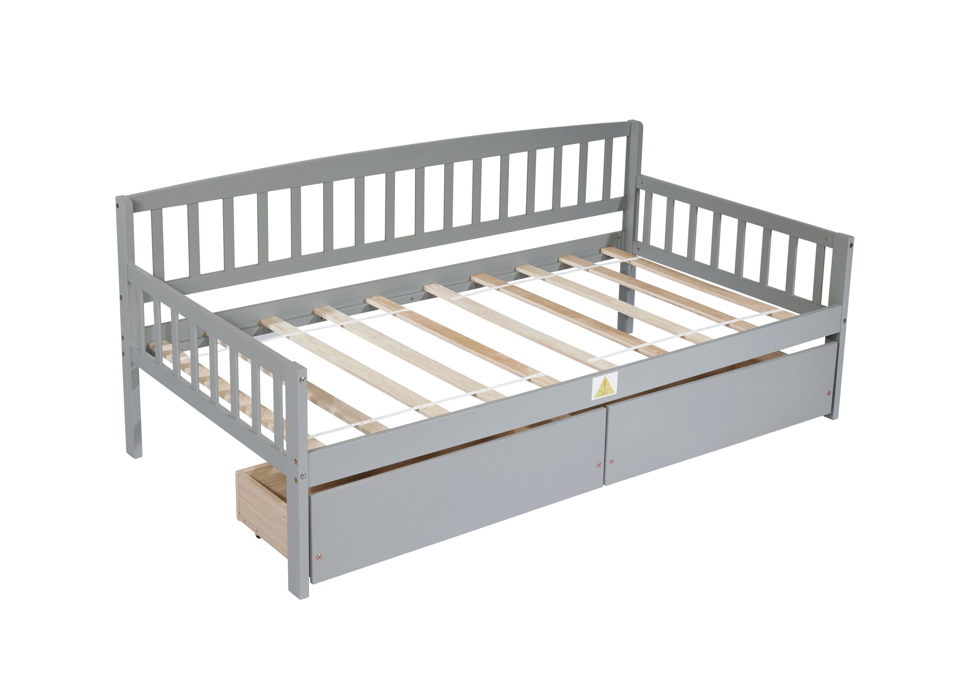 Gray Twin-Size Pine Wood Daybed with Storage Drawers, Sofa Bed Design