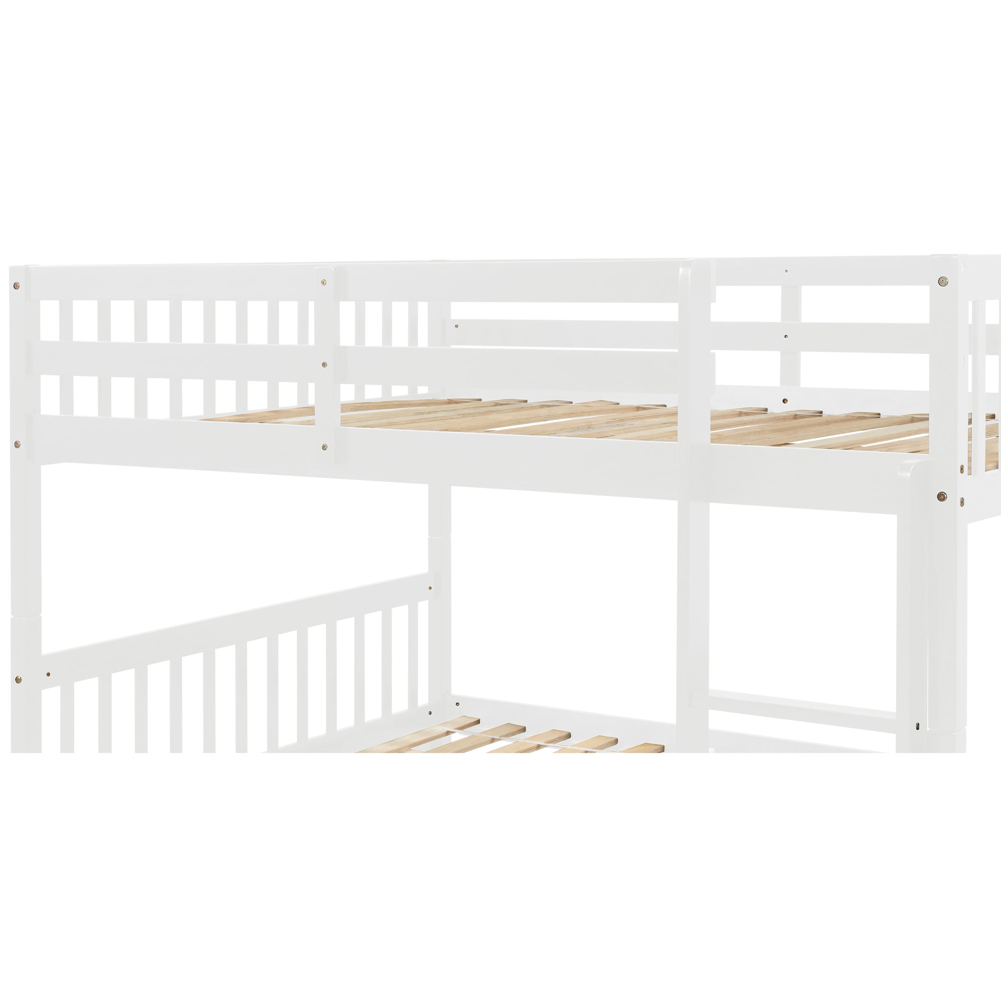 Convertible White Full Over Full Bunk Bed with Trundle