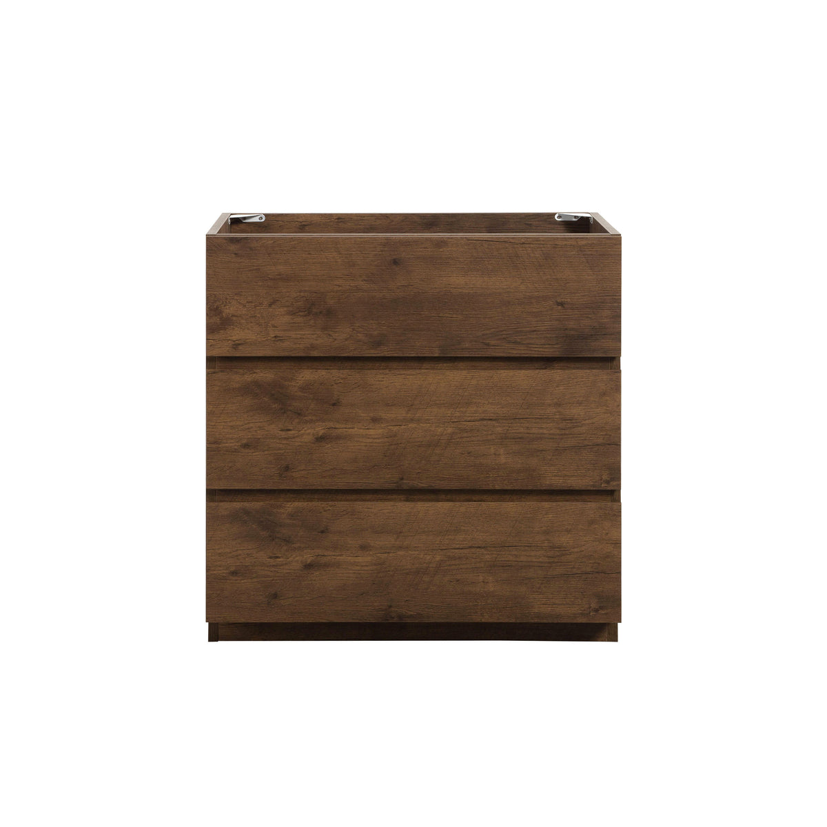 Floor Cabinet Without Basin, Walnut Color, Three Drawers, Pre-Assembled In Walnut