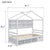 Twin Bed with Roof, Bedside Shelves, and Under-Bed Storage in White