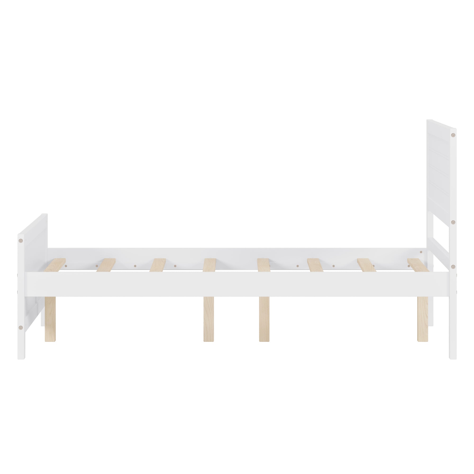 Full-Size Solid Wood Platform Bed Frame in White