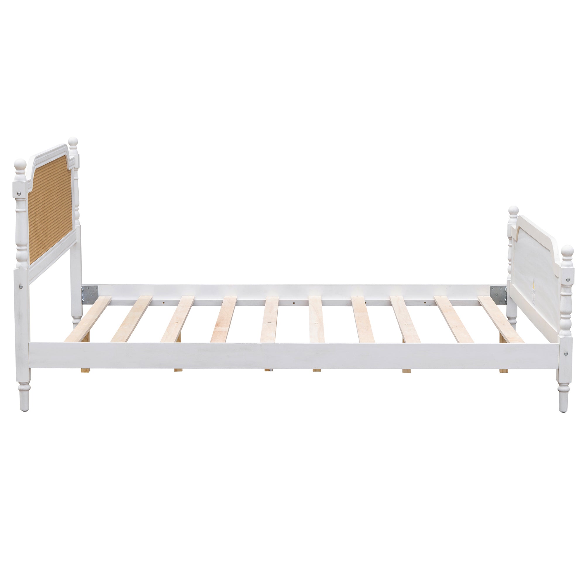 Queen Size Rattan Bed Frame in Antique White