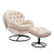 Beige Velvet Accent Chair with Ottoman and Metal Frame