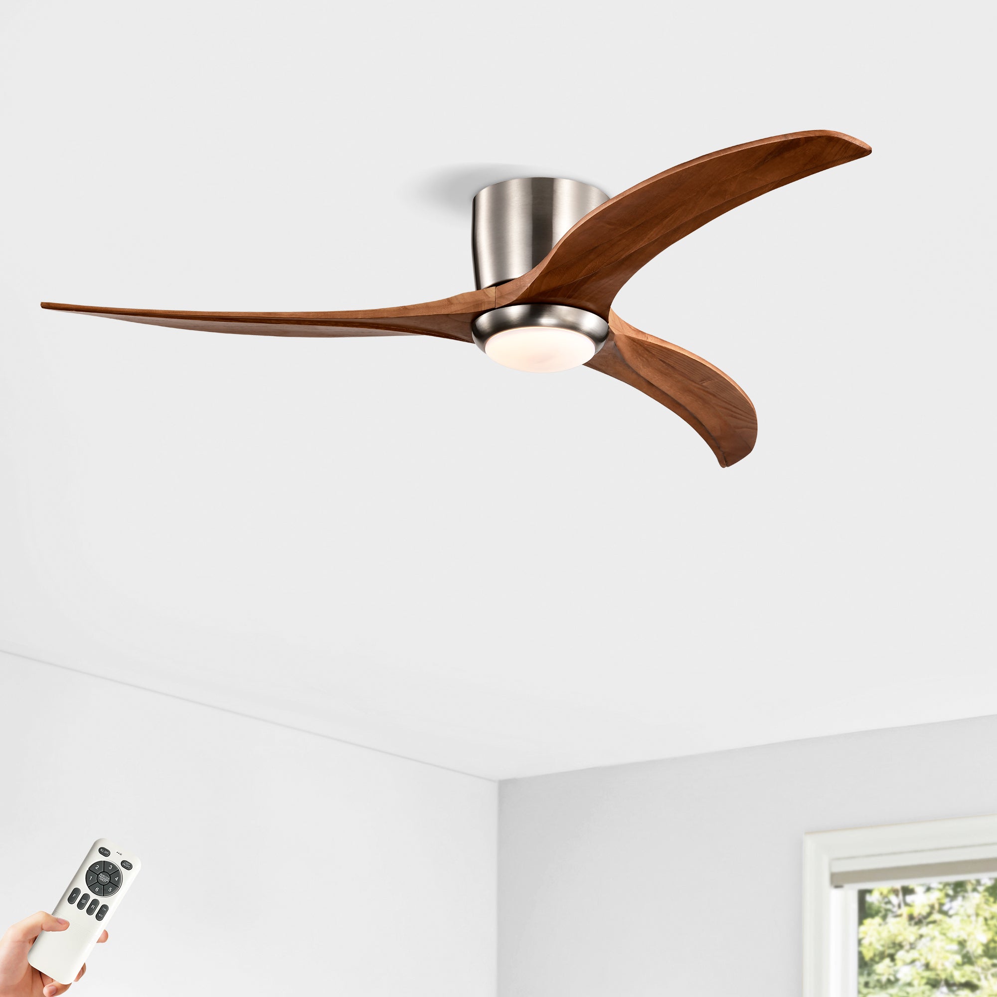 52" Nordic Inspired Nickel Ceiling Fan With Light