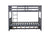 Dark Gray Full Over Full Rubber Wood Bunk Bed with Trundle, Ladder, and Guardrails