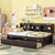 Espresso Tone Twin Bed with Side Bookcase and Storage Drawers