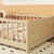 Natural Finish Twin Size Toddler Floor Platform Bed with Built-in Book Storage Rack and Door