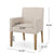 Beige Brown Fabric Armchair with Rubberwood Legs