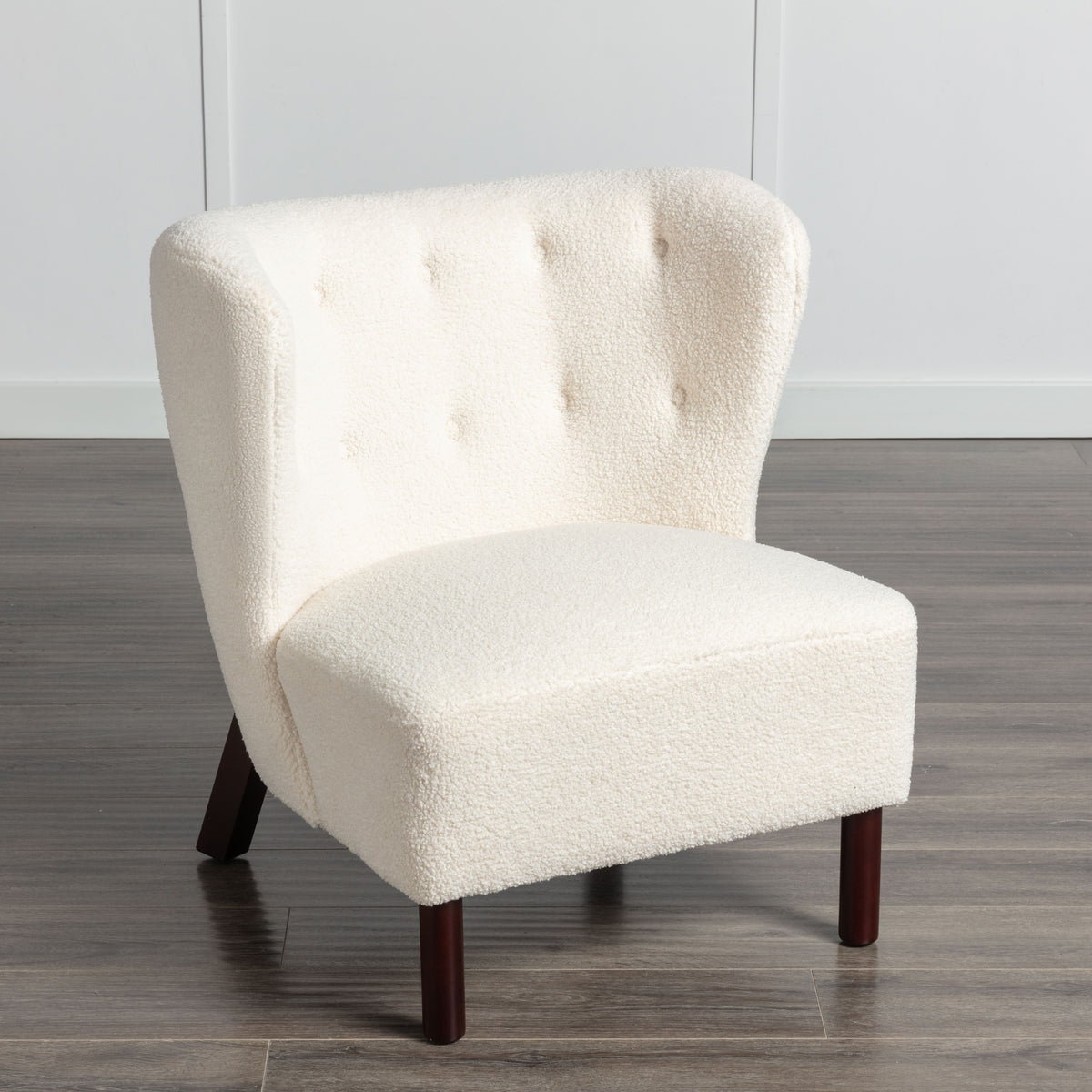 Armless Cream Sherpa Tufted Accent Chair