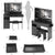 41 Inch Large Left Drawer Desktop Vanity Table Set with Cushioned Stool and Extra Large Touch Control LED Mirror In Black