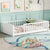 White Twin Toddler Floor Platform Bed with Built-in Book Storage Rack