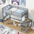 Gray Twin High Loft Bed with Ladder Landing Platform and Guardrails