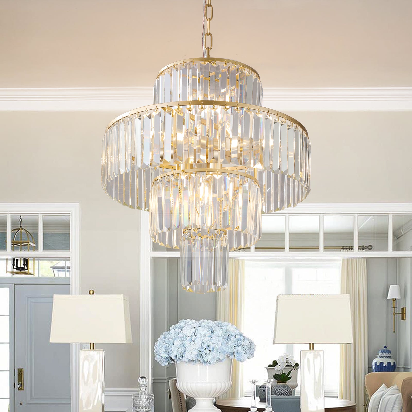 Aestin's Luxury Gold Crystal Chandelier For Living Spaces