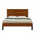 Mid-Century Modern Queen Bed with Six-Piece Solid Pinewood Headboard in Brown