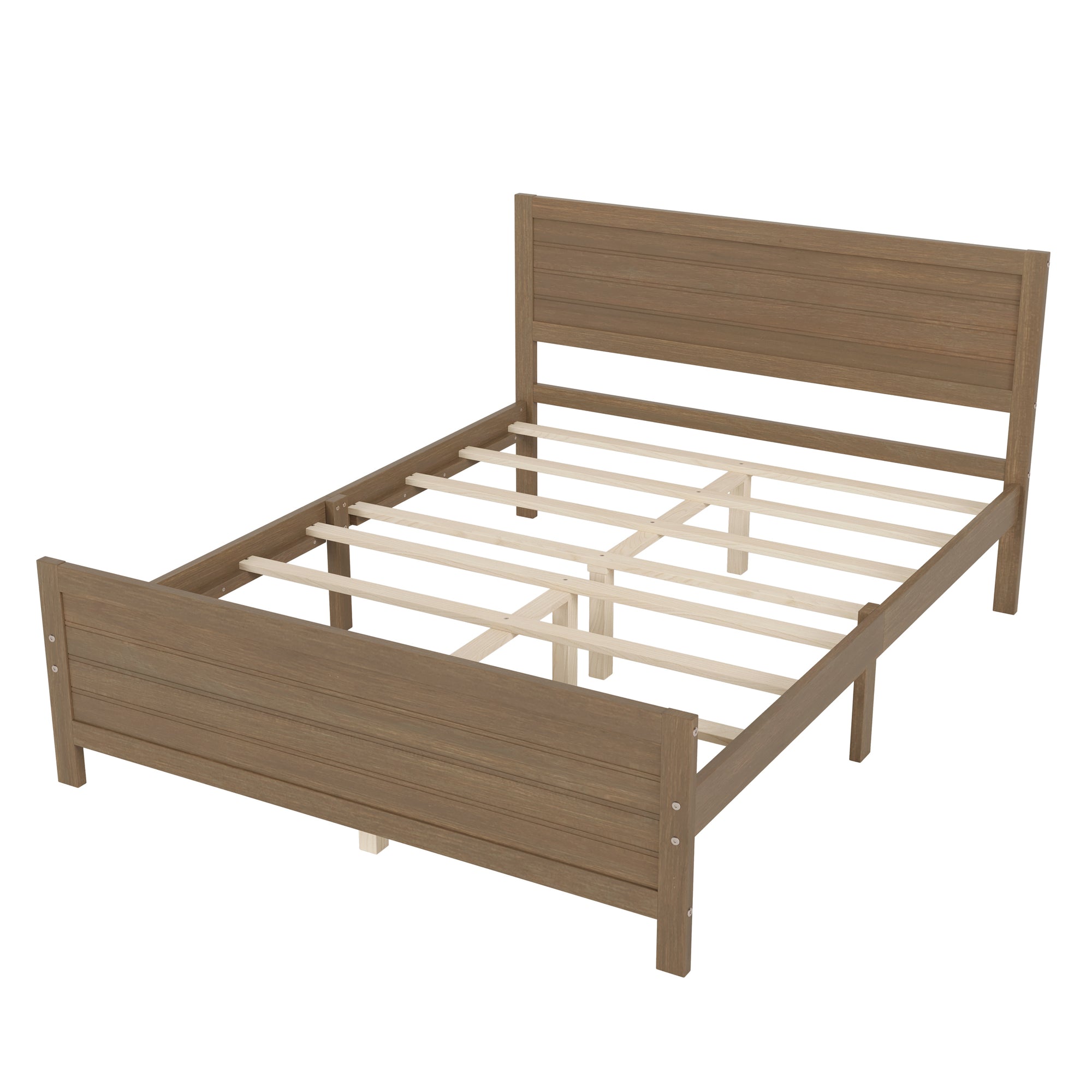 Walnut Tone Queen Size Platform Bed