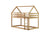 White Oak Twin Over Twin Rubber Wood House-Shaped Bunk Bed with Ladder & Guardrails