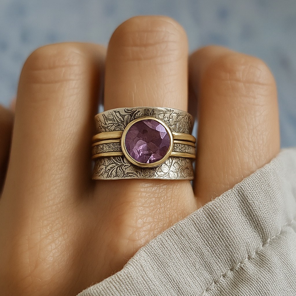 Sparkling Crystal Bohemian Meditation Ring
