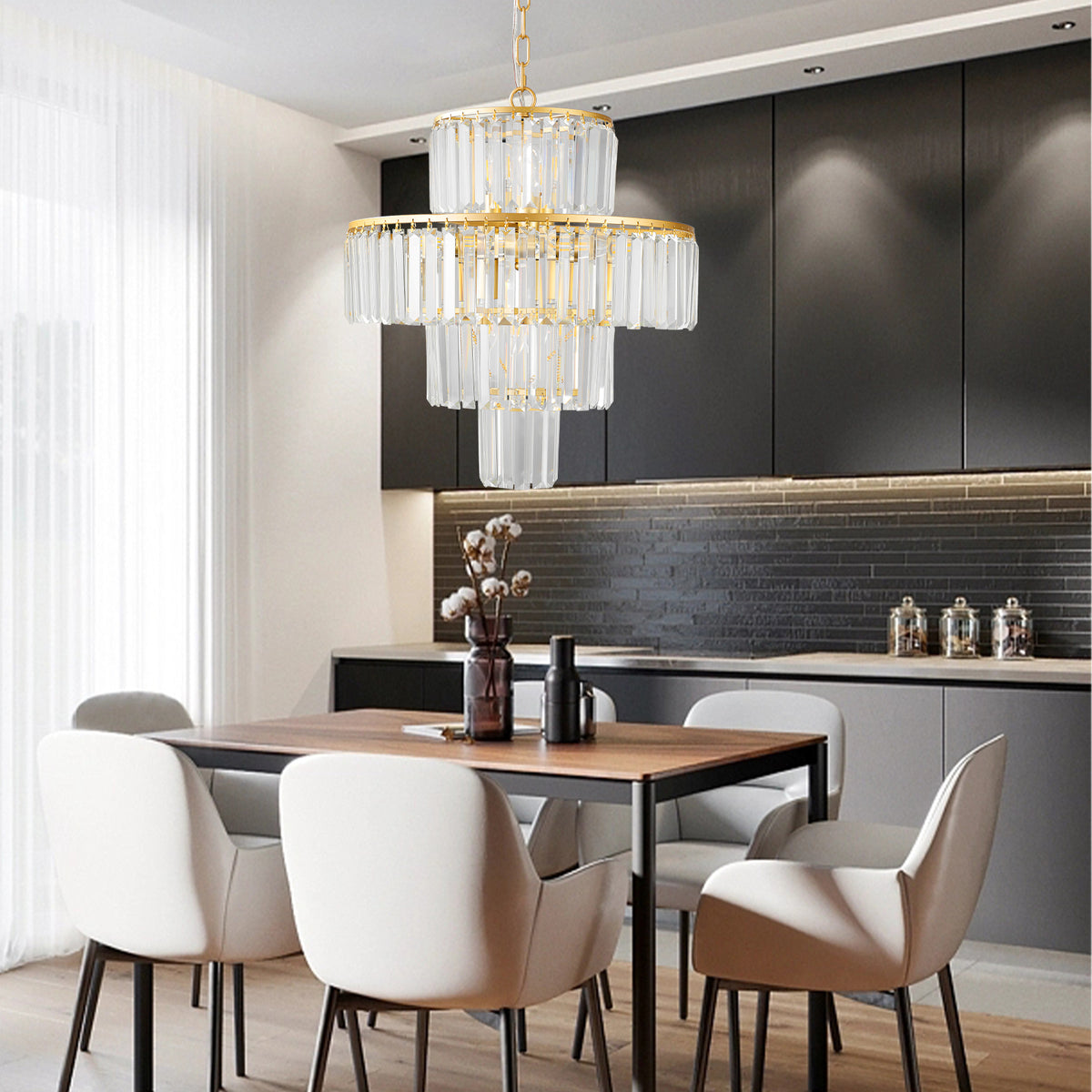 Aestin&#39;s Luxury Gold Crystal Chandelier For Living Spaces