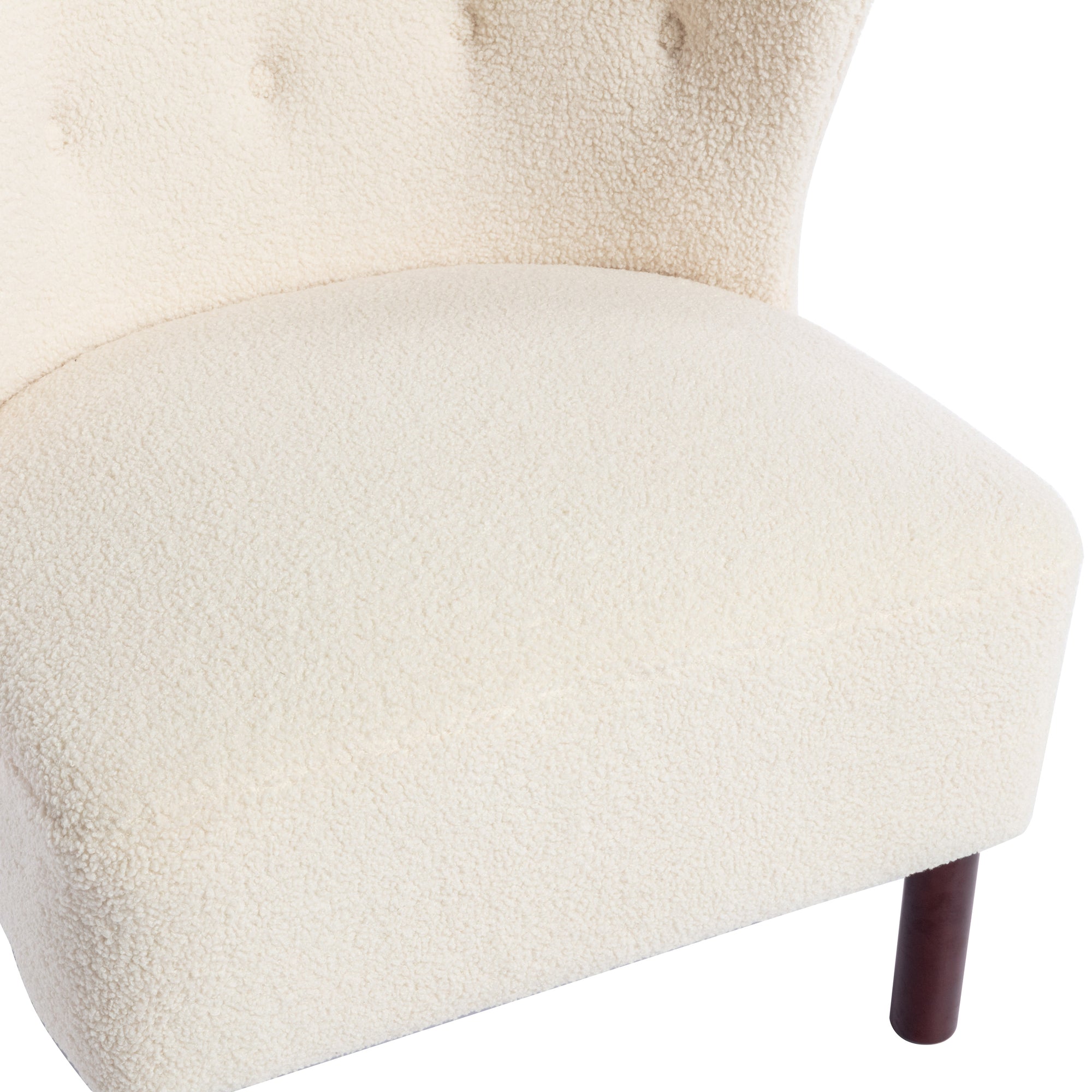 Armless Cream Sherpa Tufted Accent Chair