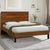 Mid-Century Modern King Bed with Unique Six-Piece Headboard and Natural Wood Grain