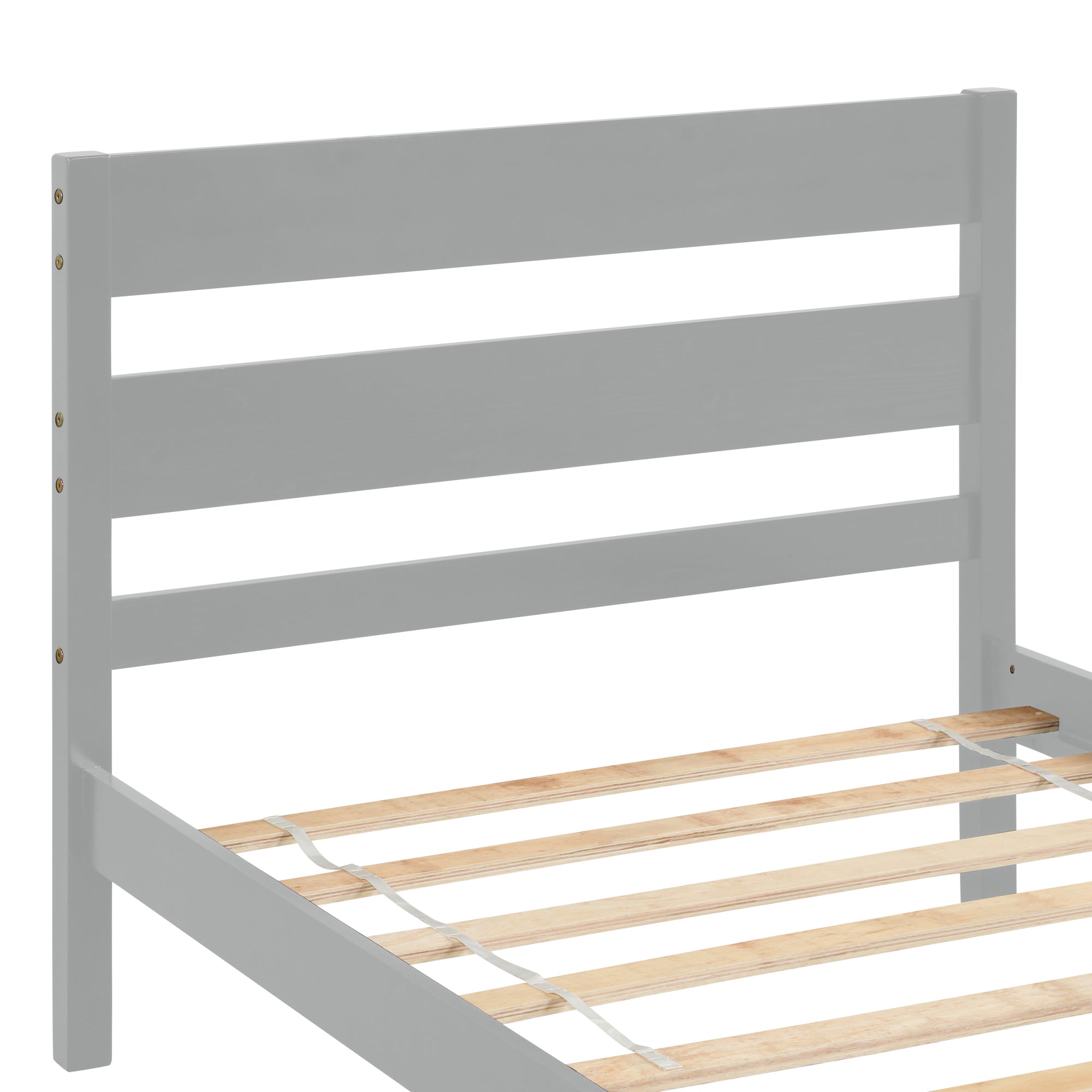 Gray Twin Bed with Headboard and Footboard