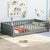 Gray Twin Toddler Floor Bed with Built-in Book Storage Rack