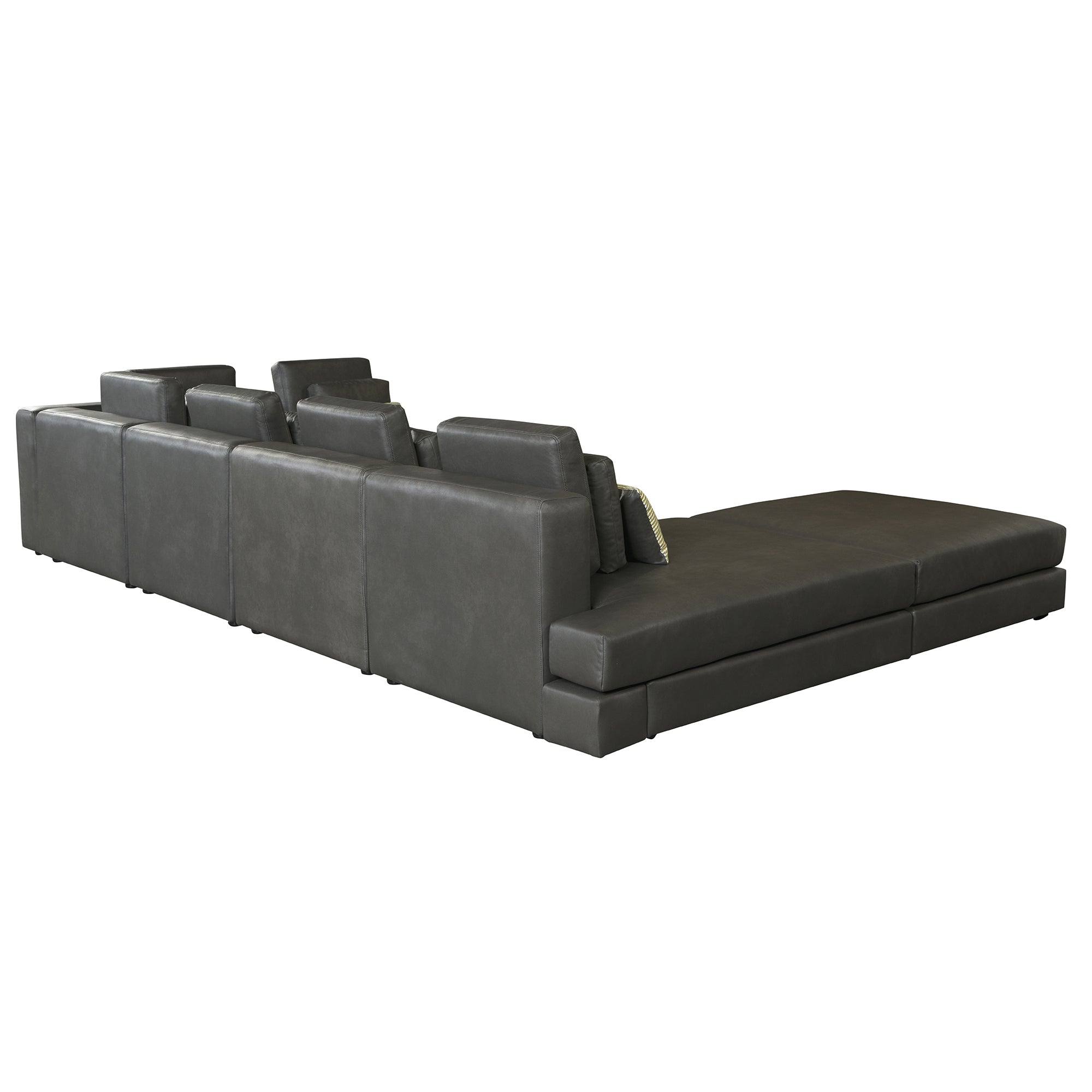 Casablanca Modular Sectional Sofa with Movable Ottoman in Black Palomino