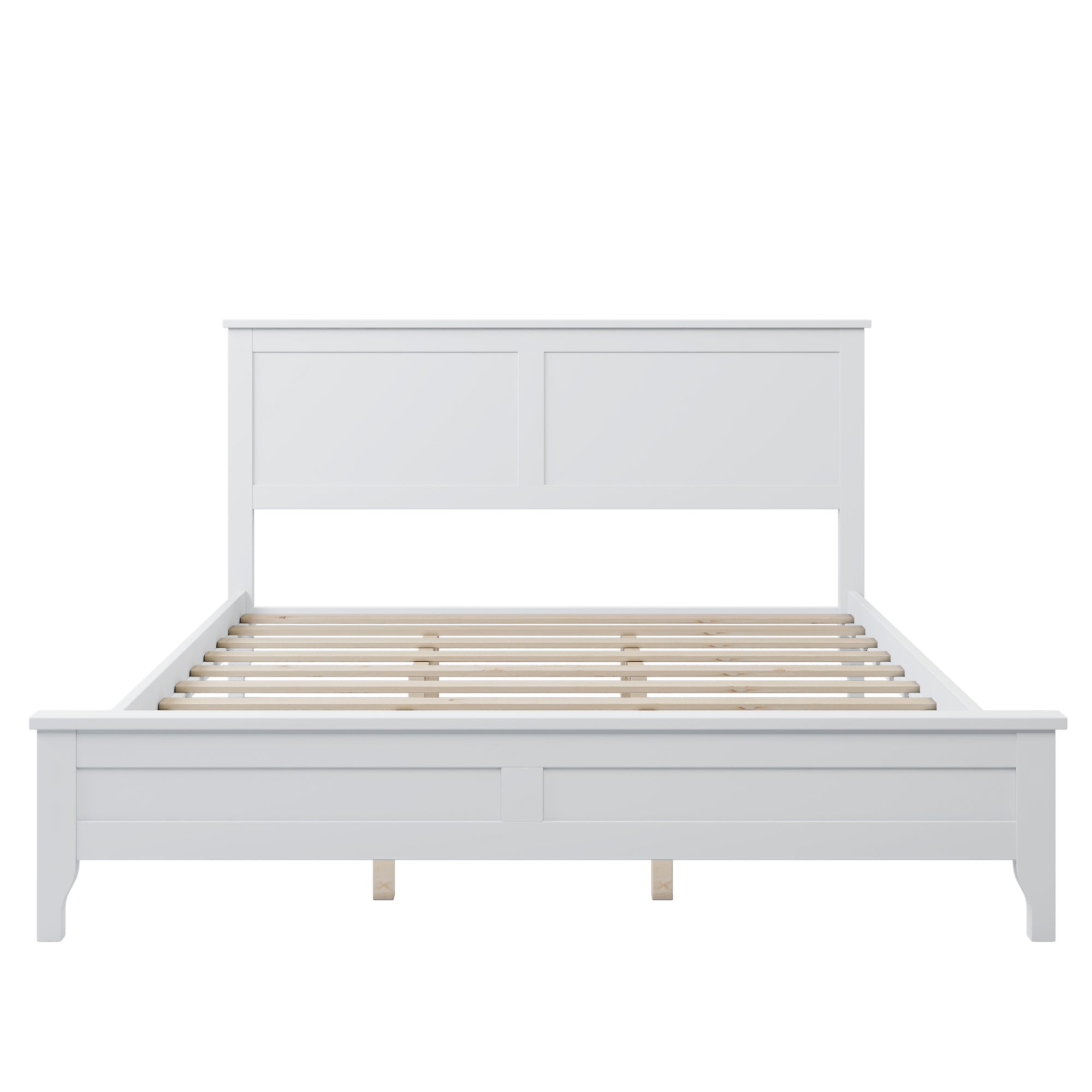 White Queen Platform Bed with Slatted Headboard