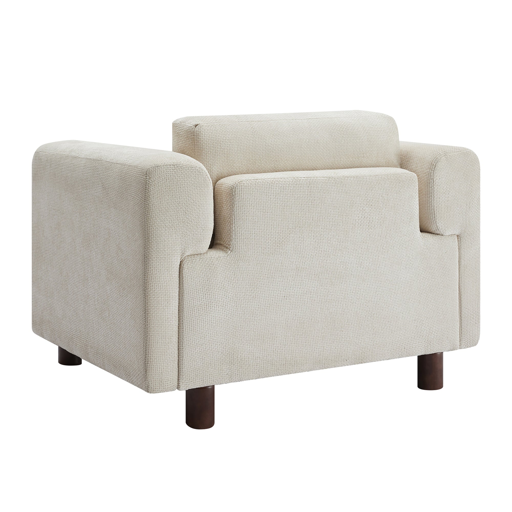 Beige Woven Velvet Oversized Armchair