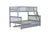 Convertible Gray Twin Over Full Rubber Wood Bunk Bed with Trundle