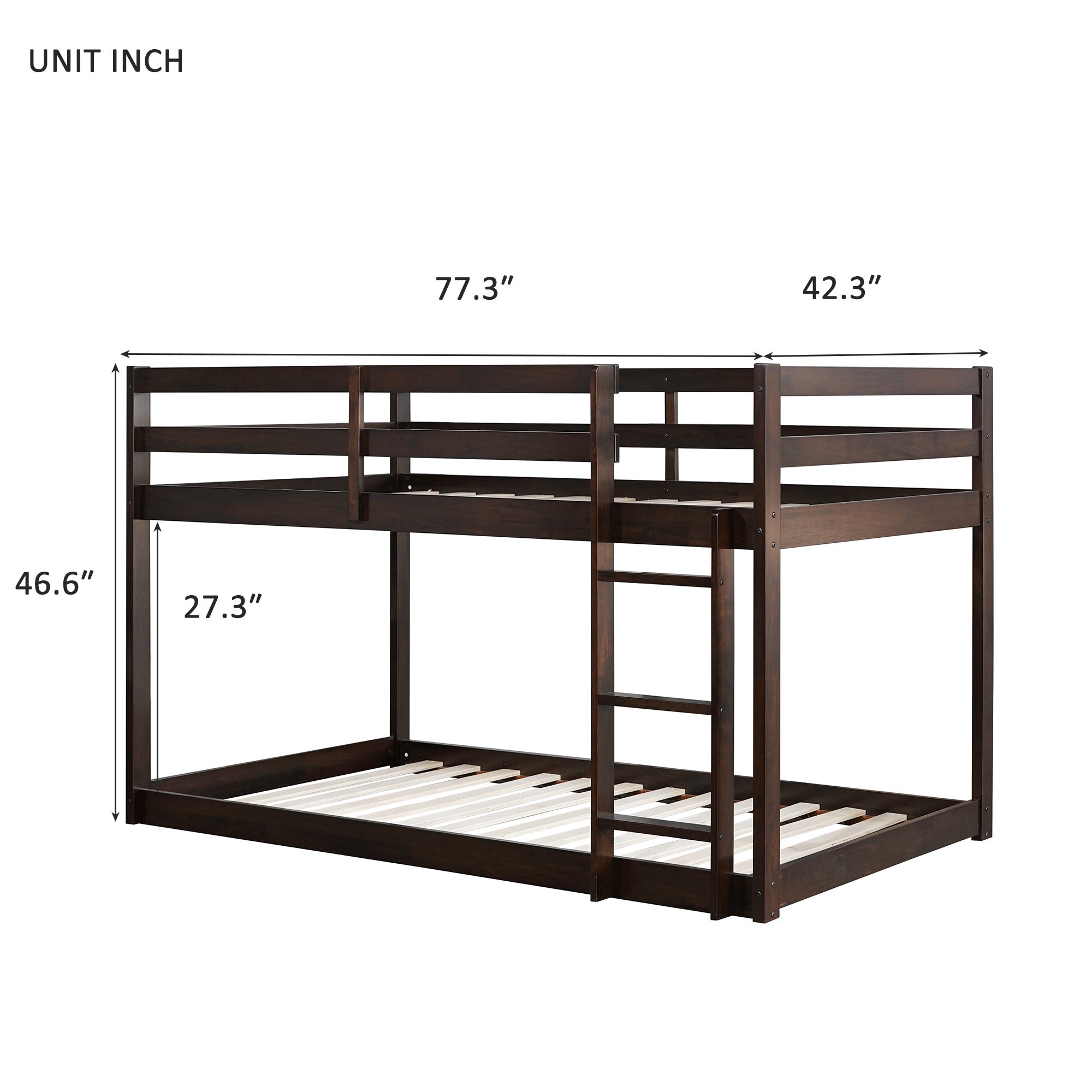 Twin Over Twin Loft Bed with Ladder in Espresso Brown