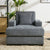 Blue-Gray Chenille Oversized Chaise Lounger with Built-in Charge Station & Cup Holders