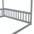 Full Size Canopy Frame Floor Bed with Fence and Guardrails in Gray