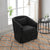 Black Linen Blend Swivel Accent Armchair