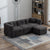 Gray Teddy Fleece Sectional Sofa with Multi-Functional Storage Ottoman