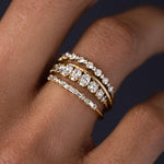 Load image into Gallery viewer, 14k 4pc Diamond Accented Ring Stack
