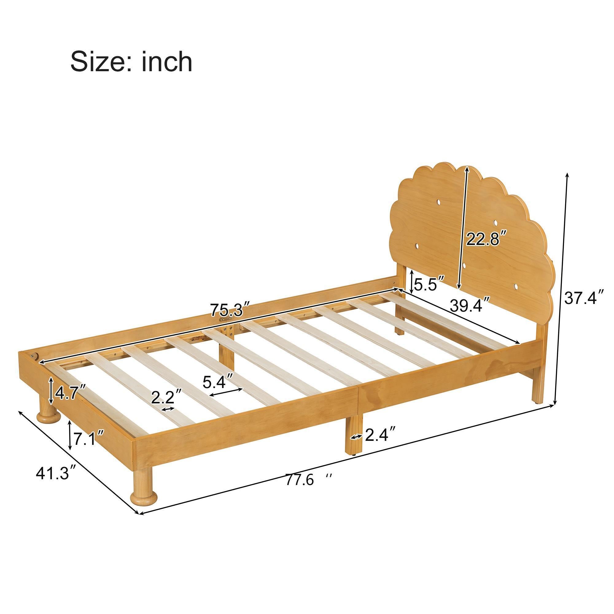 Kids Twin Cookie-Shaped Bed Frame in Walnut