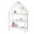 Twin Size Wood House-Shaped Floor Bed with Storage Shelf and Hanger in White