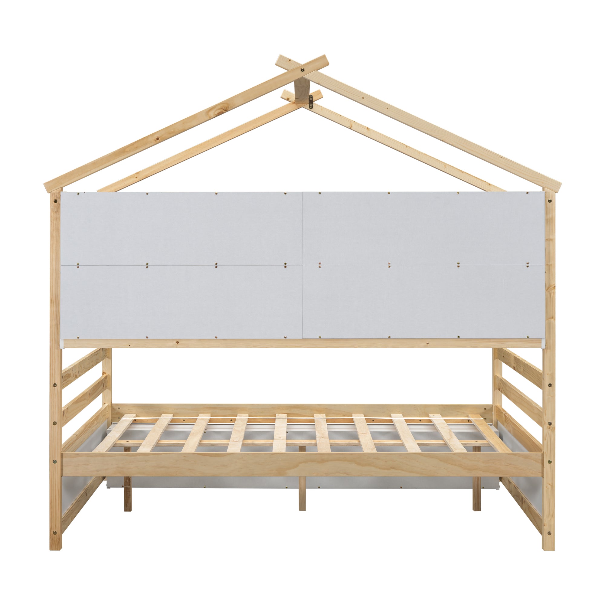 Full Size Bed with Roof, Bedside Shelves, and Under Bed Storage