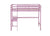 Pink Twin High Loft Bed with Built-in Desk, Rubber Wood Frame, and Safety Guardrail