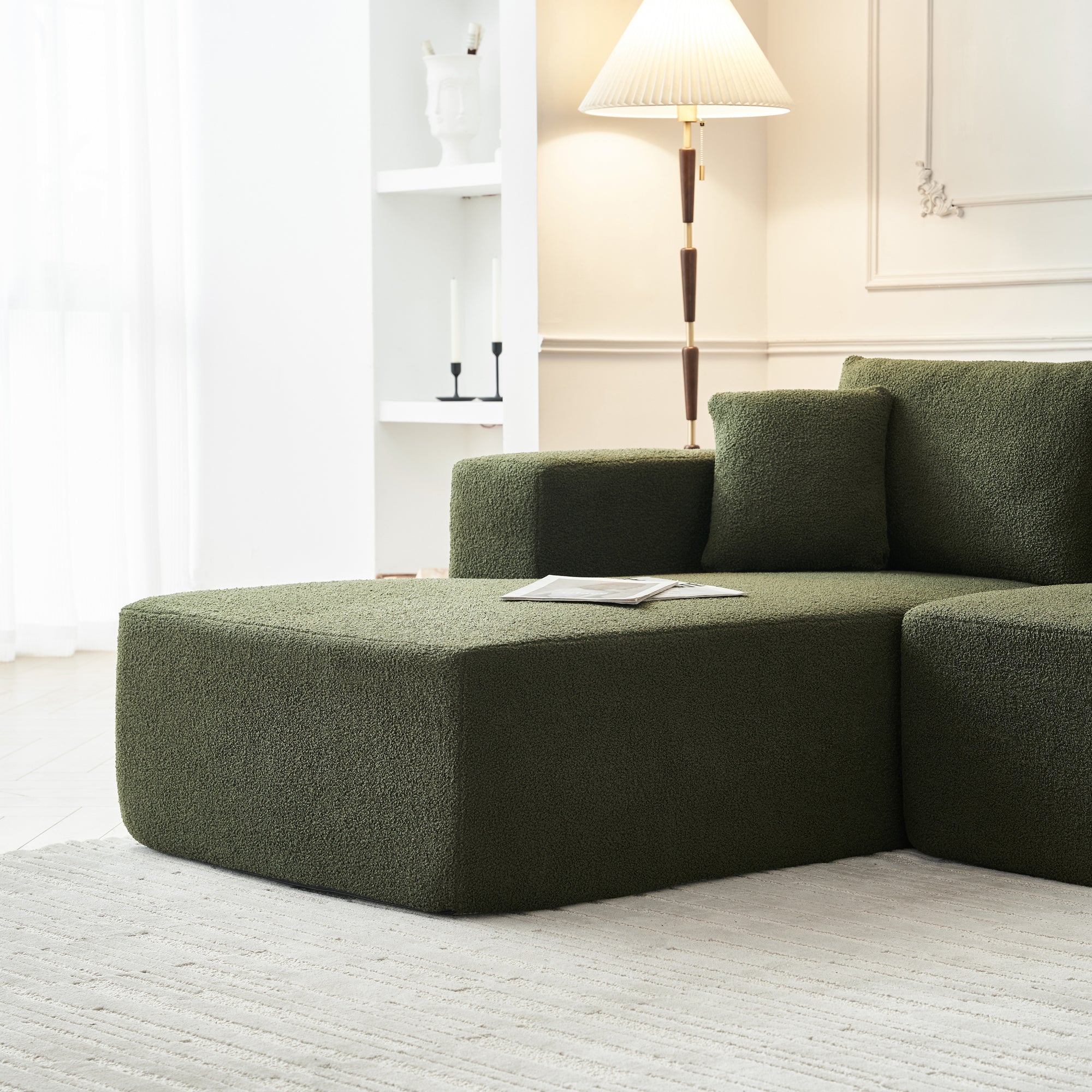 Lusaka 4-Seat Modern Sectional Sofa in Green