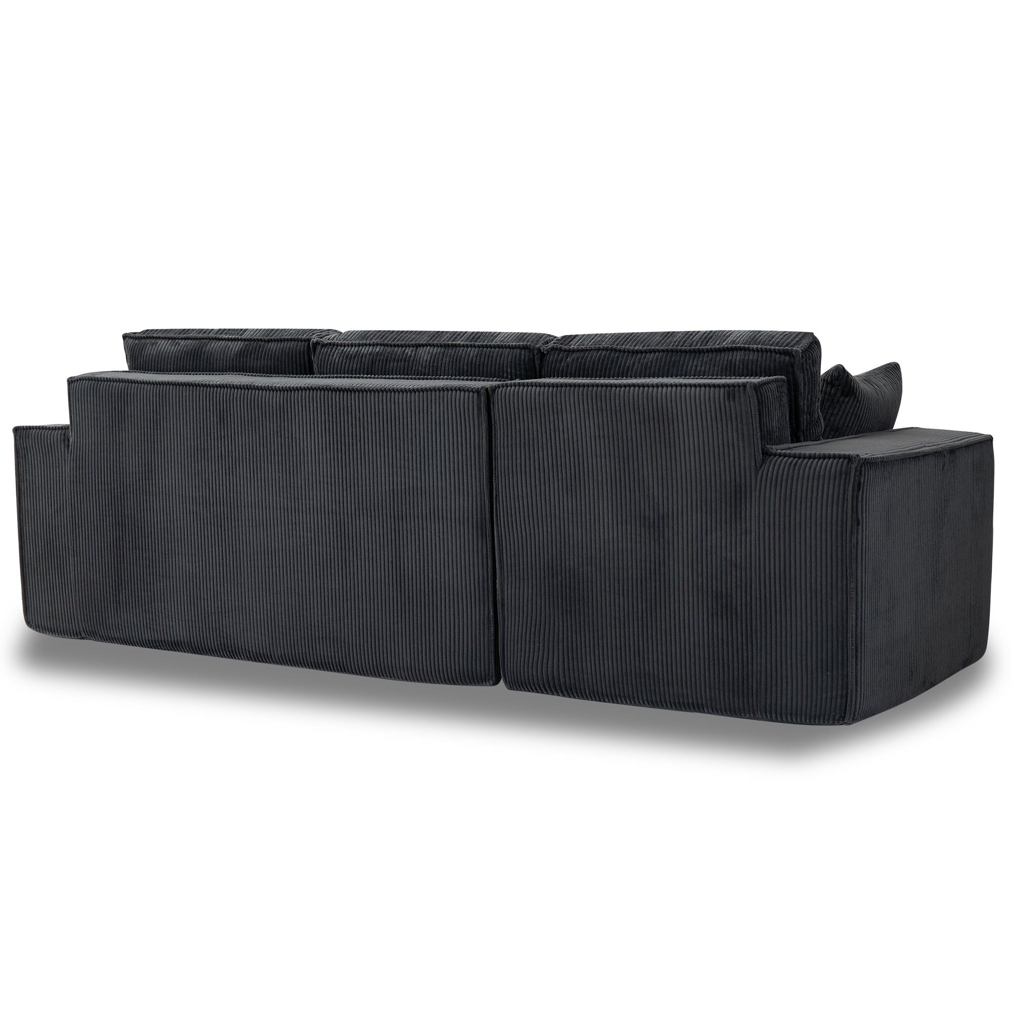 L-Shape Gray Corduroy Full-Foam Modular Sofa