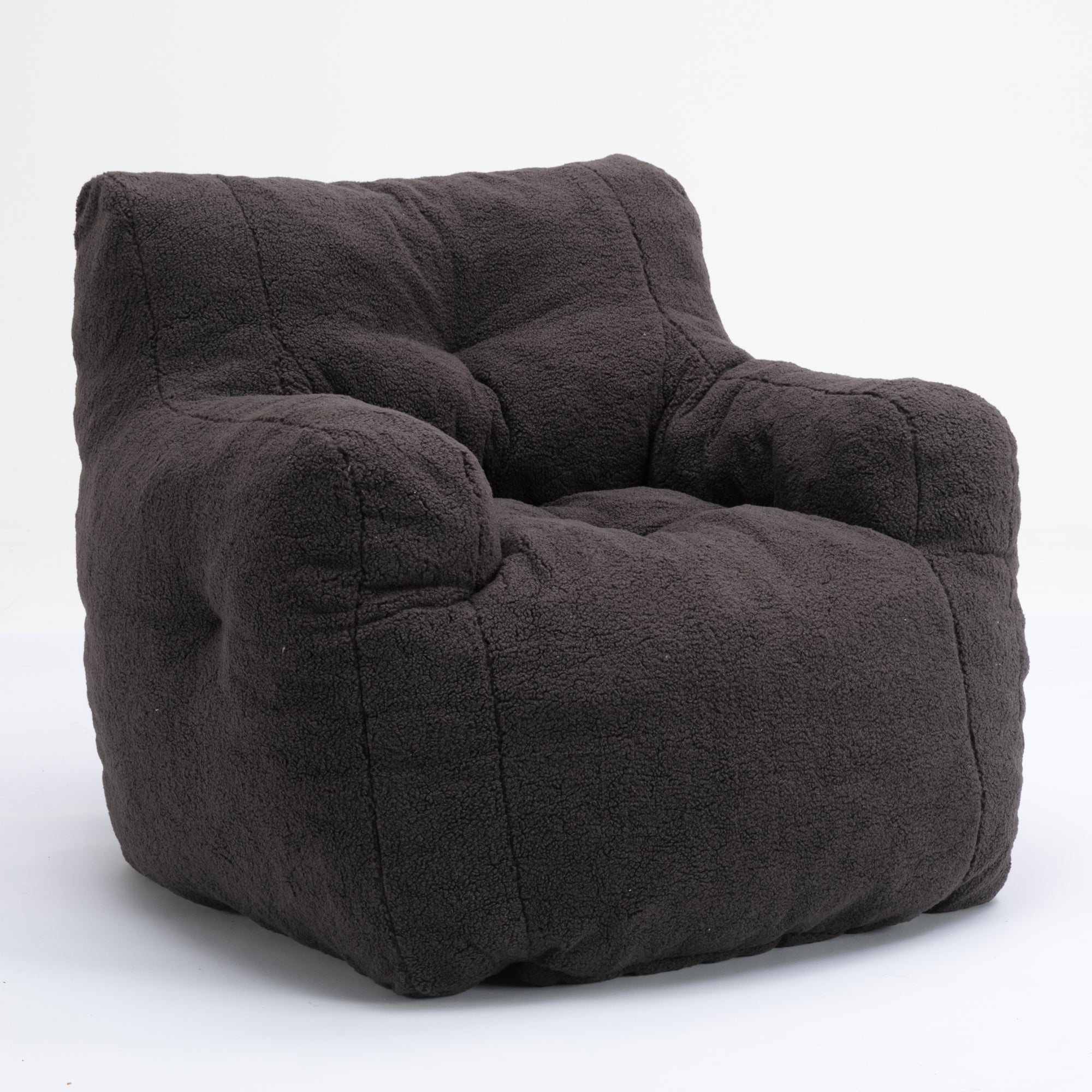 Soft Teddy Tufted Bean Bag Chair in Dark Gray