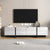 White And Black Contemporary Rectangle Design TV Stand For TVs Up To 80 Inches Modern High Gloss UV Surface In White And Black