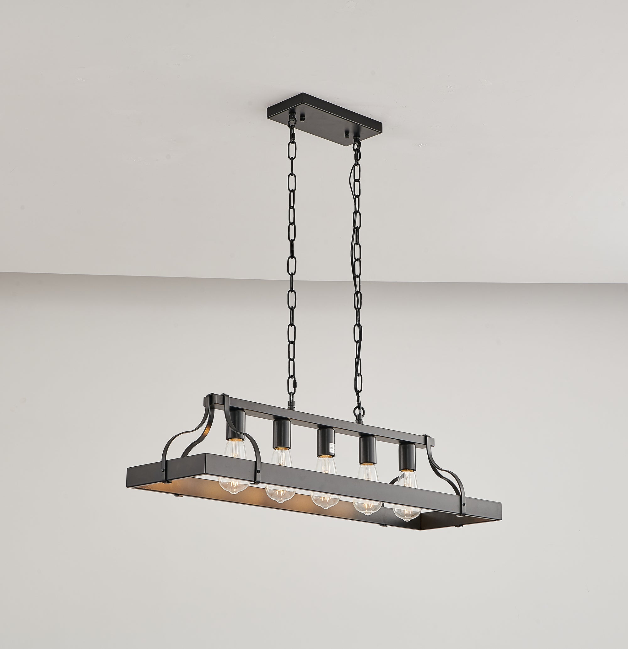 33.7-Inch Black Industrial Pendant Light With Adjustable Chain Height