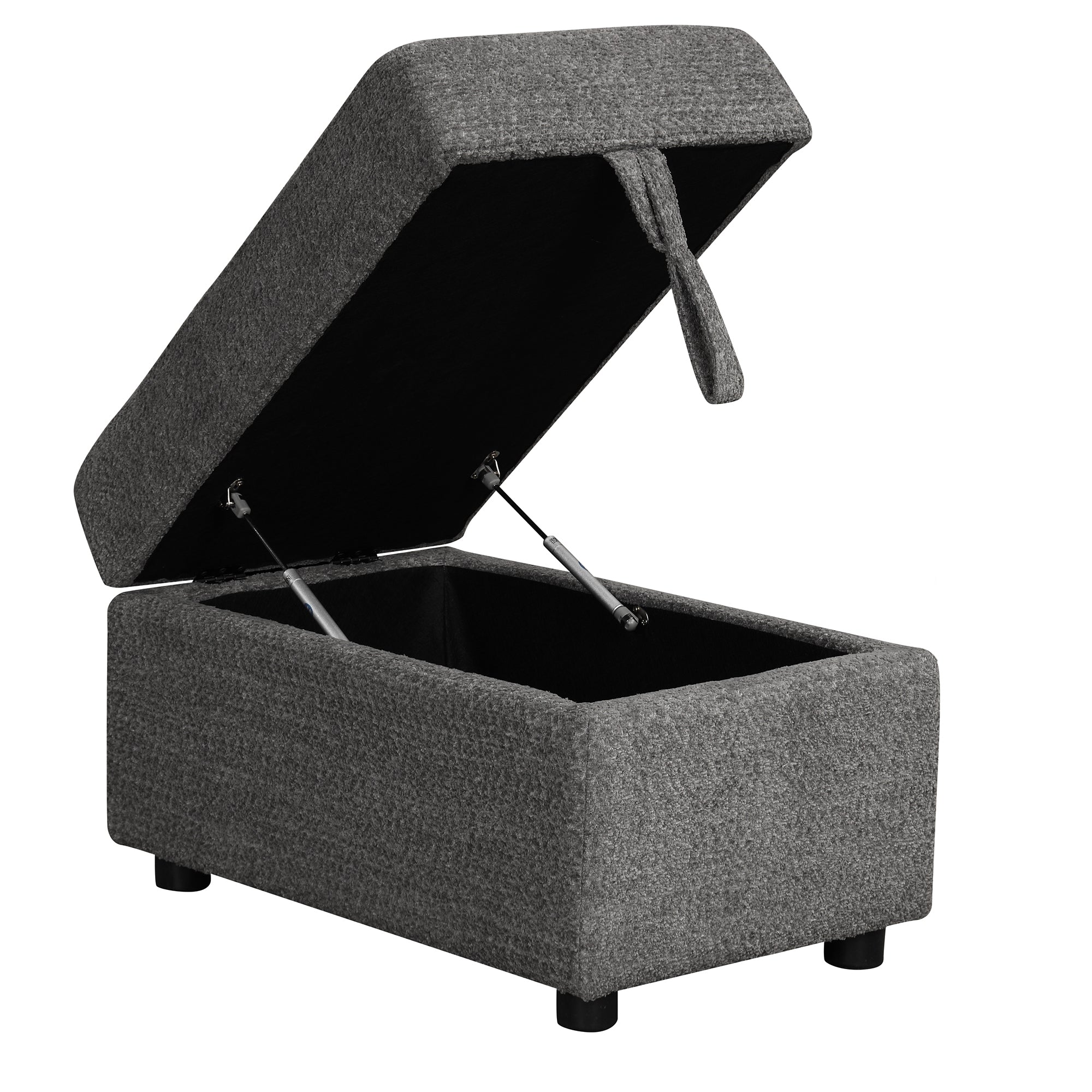 Dark Gray Chenille Pull-Out Sofa Bed with Storage Ottomans and Wireless Charger